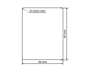 Zobrazení rozměrů fotografie obdélníkového tvaru o rozměrech 35 mm x 45 mm